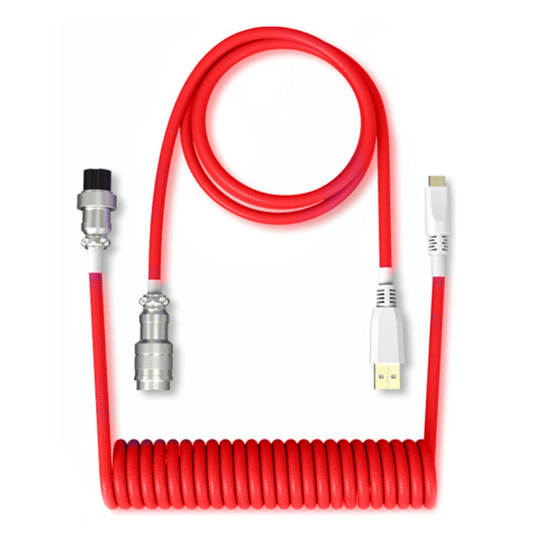 CÂBLE ROUGE USB-C TORSADÉ POUR CLAVIER MÉCANIQUE